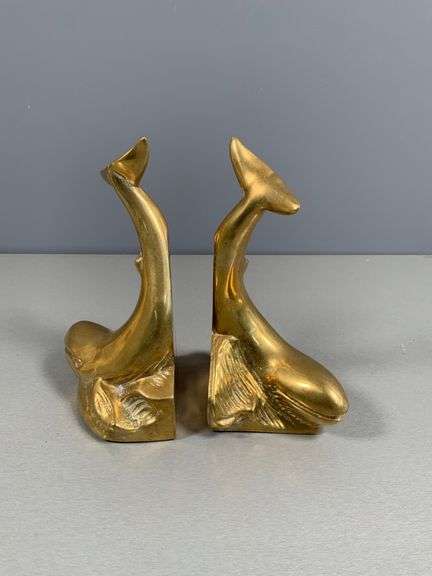 Brass Whale Bookends