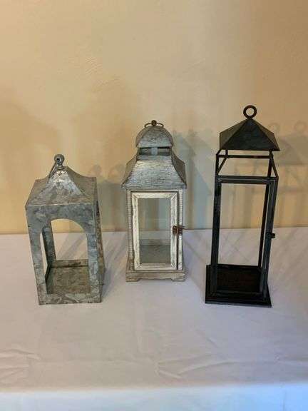 Three Outdoor Lanterns in Mixed Materials