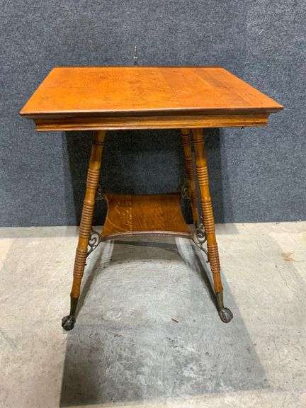 Wooden Side Table With Ornate Legs and Claw Feet
