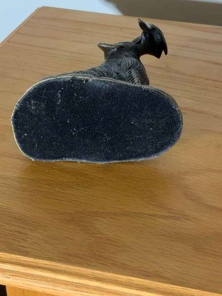 Bronze Dog Figurine Holding Duck