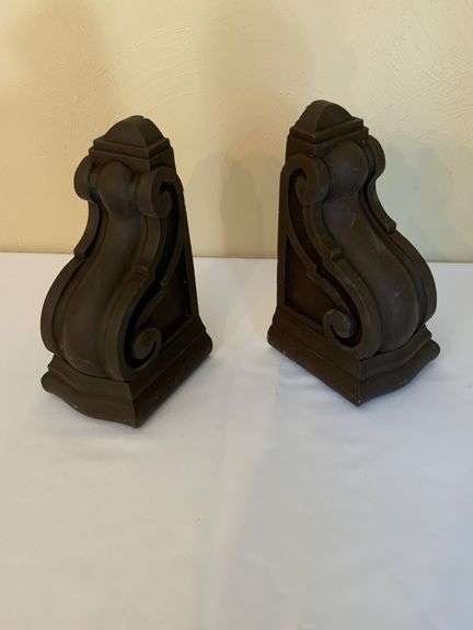 Painted Wooden Corbels with Decorative Scrollwork