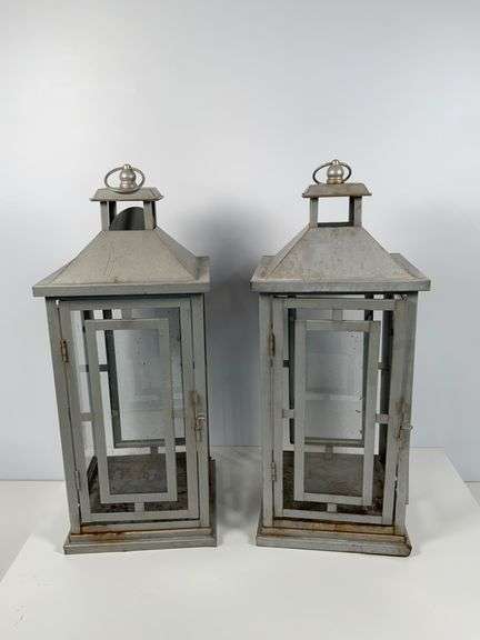 Rustic Metal Lanterns with Glass Panels
