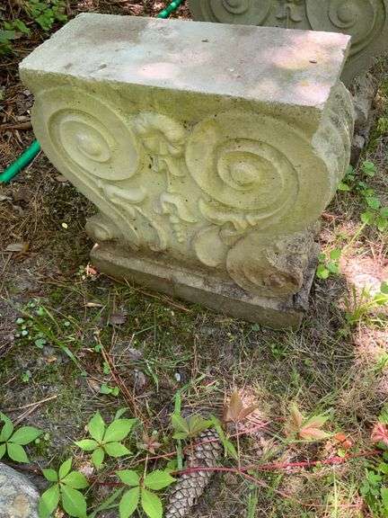 Concrete Bench Supports With Scrollwork Design