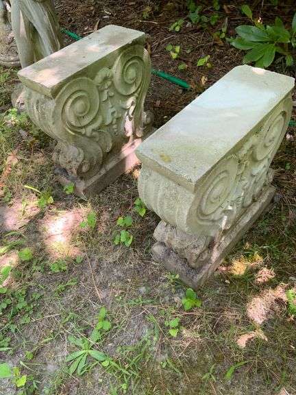 Concrete Bench Supports With Scrollwork Design