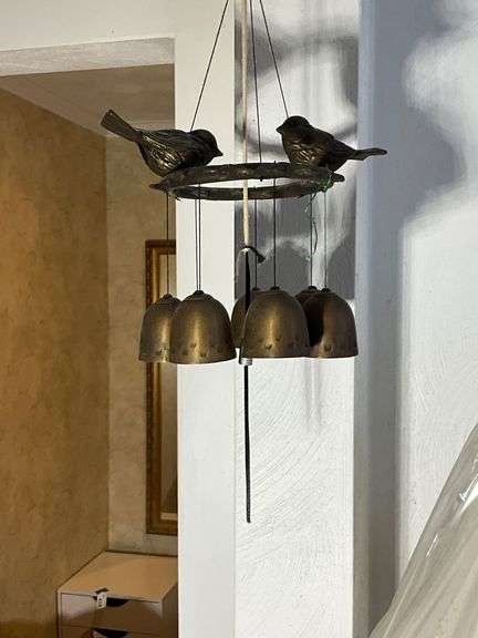Metal Wind Chime with Bird Motif and Suspended Bells