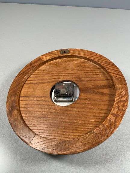 Quartz Wall Clock With Brass Porthole-Style Frame and Wood Backing