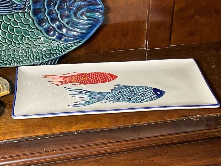 Ceramic Fish-Themed Platters and Plates