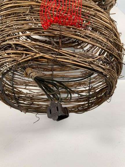 24-Inch Wicker Snowman Decoration with Lights