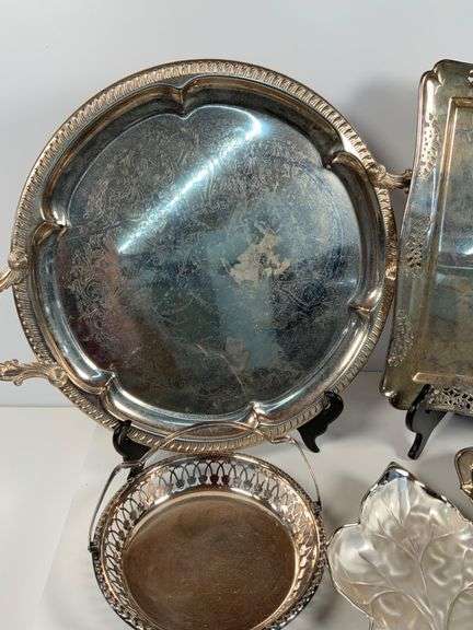 Silver-Plated  and Silver Toned Trays and Dishes by Multiple Makers