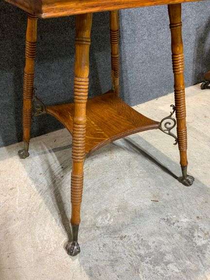 Wooden Side Table With Ornate Legs and Claw Feet