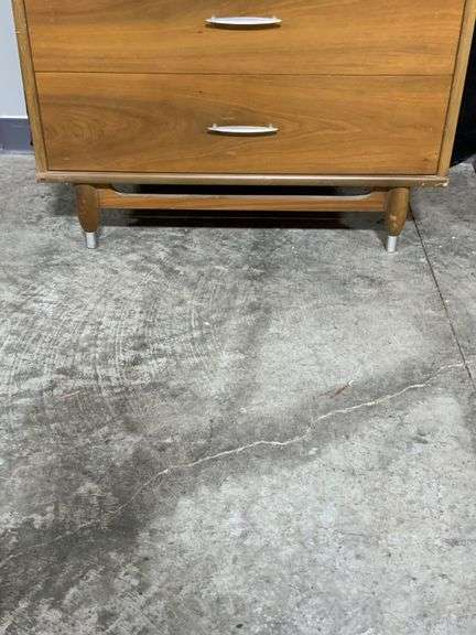 Mid-Century Modern Wooden Chest with Four Drawers and Tapered Legs