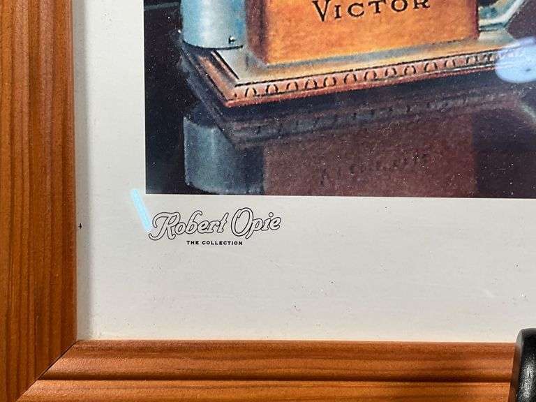 Two Framed Prints Depicting ‘His Master’s Voice’ with Gramophone by Victor