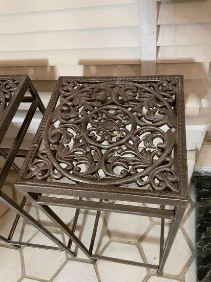 Metal Plant Stands with Decorative Openwork Tops