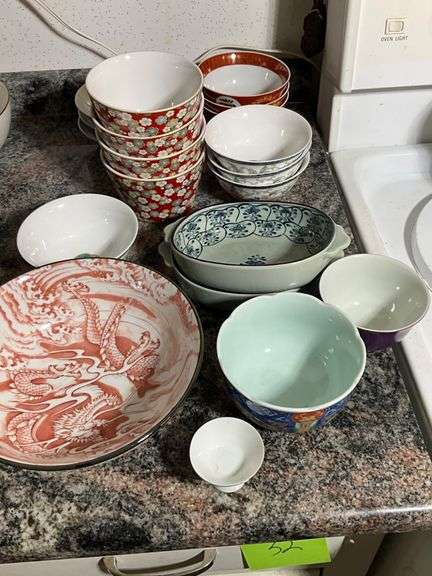 Asian-Style Ceramic Bowls, Plates, and Serving Pieces