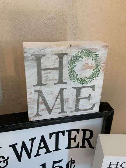 Decorative Wooden Signs Including ‘Soap and Water,’ ‘Home Sweet Home,’ and More
