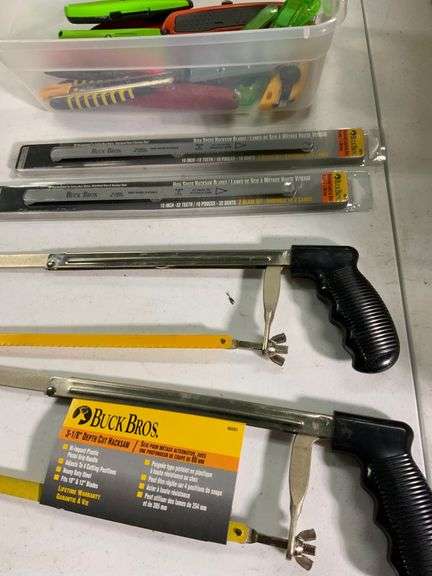 Measuring Tapes, Utility Knives, and Buck Bros Hacksaws