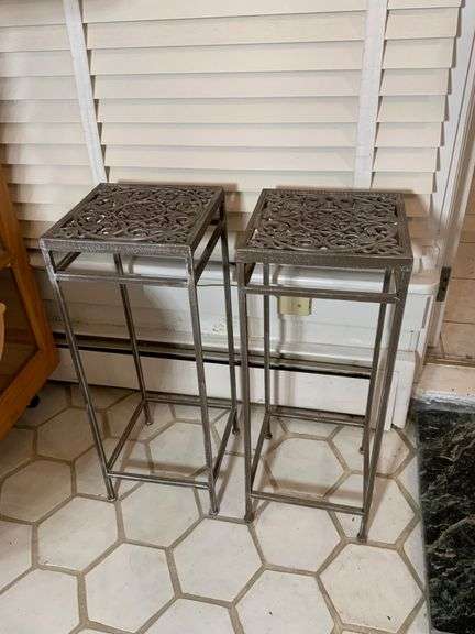 Metal Plant Stands with Decorative Openwork Tops
