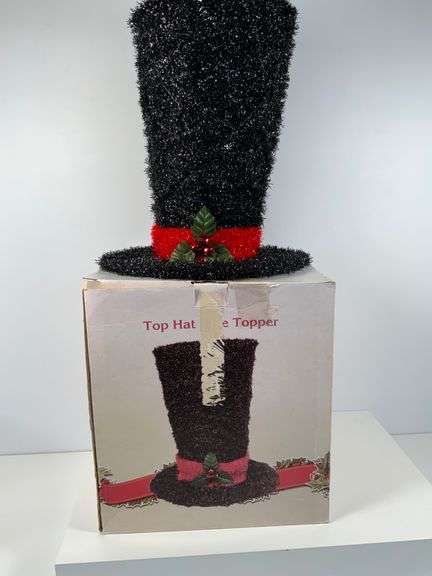 Tall Black Top Hat Tree Topper, 16-Inches Tall