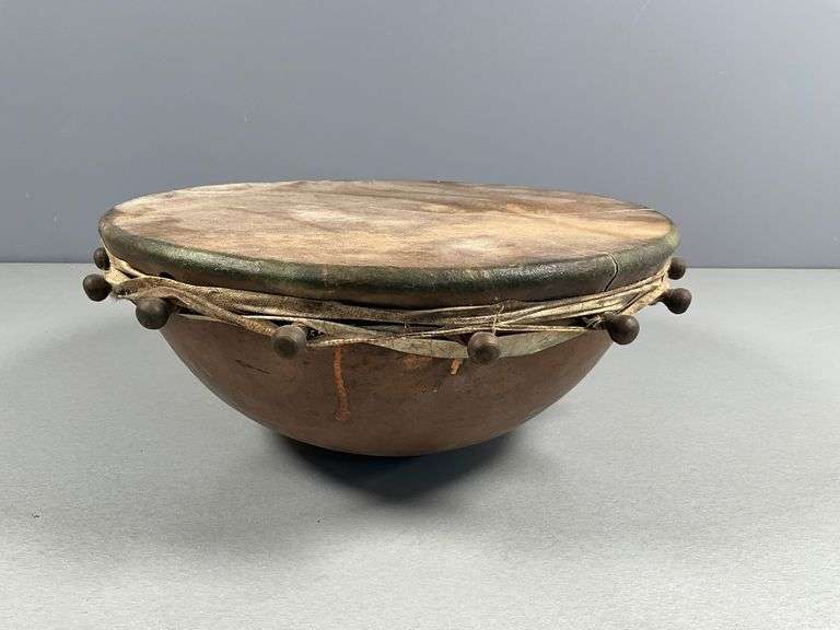 Mid-Century Native-Inspired Copper and Natural Hide Hand Drum