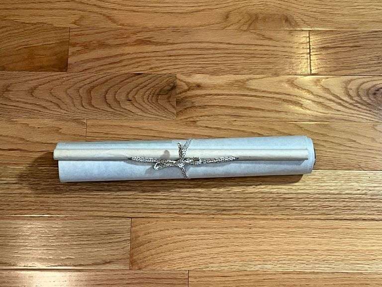Japanese Calligraphy Scroll with Green Border and Wooden Dowels
