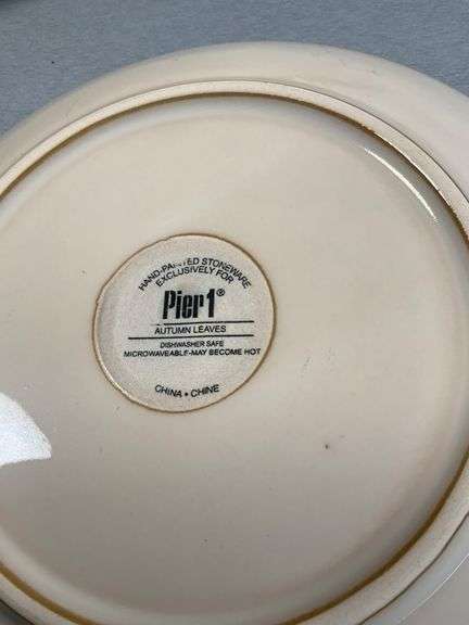 Pier 1 Autumn Leaves Stoneware Dinner and Salad Plates Set