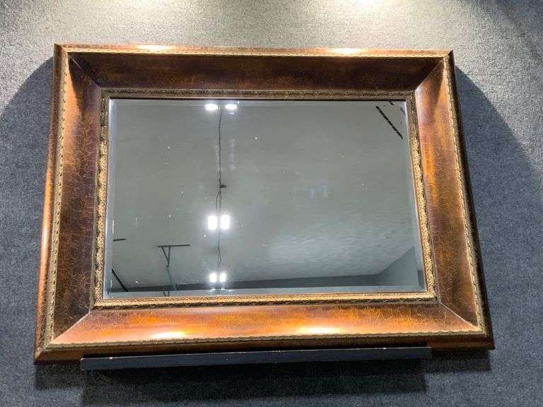 Beveled Mirror with Ornate Wooden Frame, Two-Way Hanging