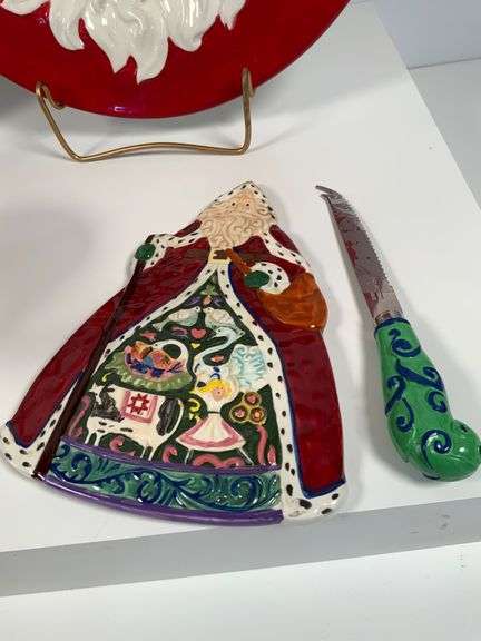 Christmas Themed Ceramic Serveware Including Santa Plates, Glass Bowl, and More