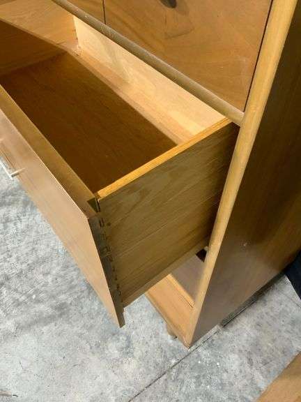 Mid-Century Modern Wooden Chest with Four Drawers and Tapered Legs