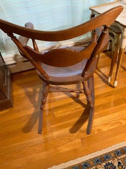 Small Wooden Rocking Chair with Decorative Backrest