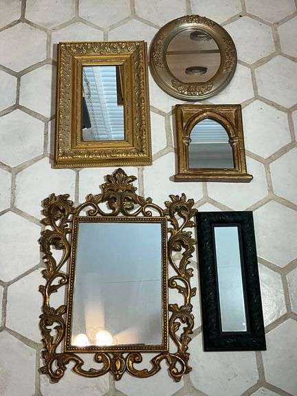 Five Ornate Framed Mirrors in Various Styles