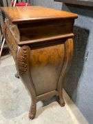 Carved Wood Secretary Desk with Painted Floral Details