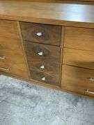 Mid-Century Swedish Walnut Triple Dresser With Mirror and 9 Drawers