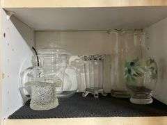 Clear and Etched Glass Tableware and Decorative Pieces