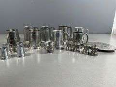 Pewter, Silver Toned Mugs, Salt Shakers, and Accessories