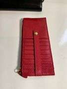 3 Lodis Leather Accessories: Black Clutch, Red Wallet, Black Card Holder