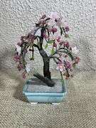 Andrea Glass Artificial Cherry Blossom Tree in Ceramic Bonsai Planter