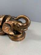 Elephant Head Metal Bookends with a Bronze-Like Finish