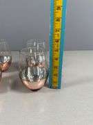 Four Rose Gold and Two Gold Stemless Wine Glasses
