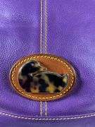 Dooney & Bourke Purple Leather Handbag With Brown Accents