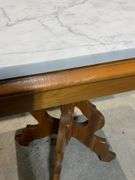 Wood Swivel Pedestal Table With Removable Marble Top