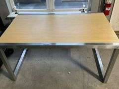 Modern Metal and Wood Desk or Work Table, Rectangular Design