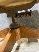 Oak Wooden Office Chair with Swivel and Casters