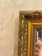 Rectangular Wall Mirror with Ornate Gold Frame