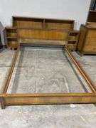 1953 MCM Chinchilla Full Size Bed Frame with Headboard, Footboard, and Side Rails