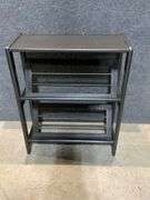 Black Wooden Two-Tier Shelving Unit with Open Design