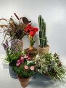 Artificial Plants in Various Pots, Tallest is 24 Inches