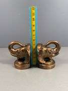 Elephant Head Metal Bookends with a Bronze-Like Finish