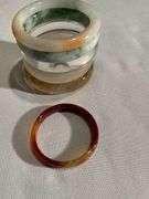 Six Glass Bangle Bracelets in Various Colors and Sizes