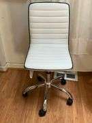 White Padded Modern Office Chair on Chrome Base with Casters