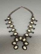 Sterling Silver Necklace with White Stone Accents